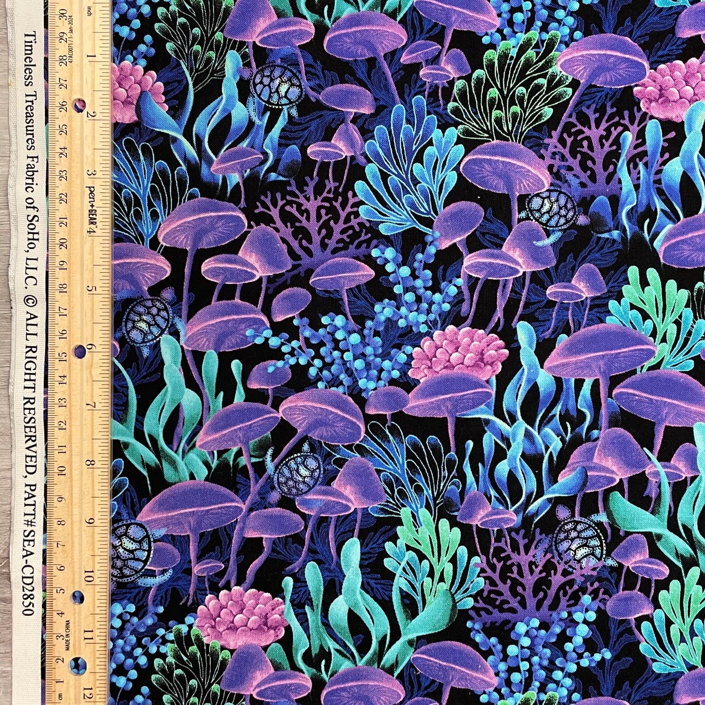 Electric Coral Life - 100% Cotton Fabric - Timeless Treasures - Electric Ocean