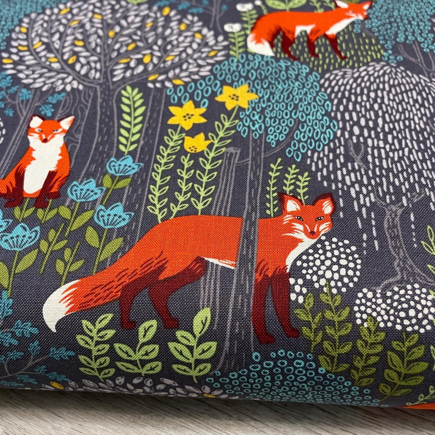 Fox Fabric - Into the Woods GRAY - 100% Cotton - Michael Miller