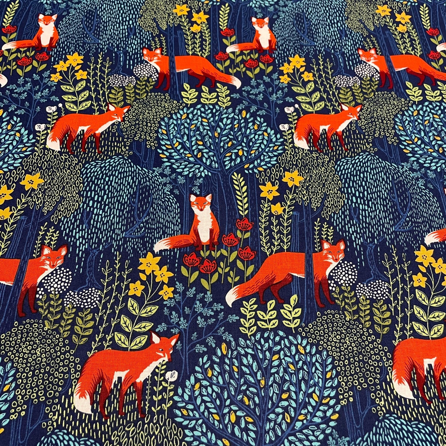 Fox Fabric - Into the Woods BLUE - 100% Cotton - Michael Miller
