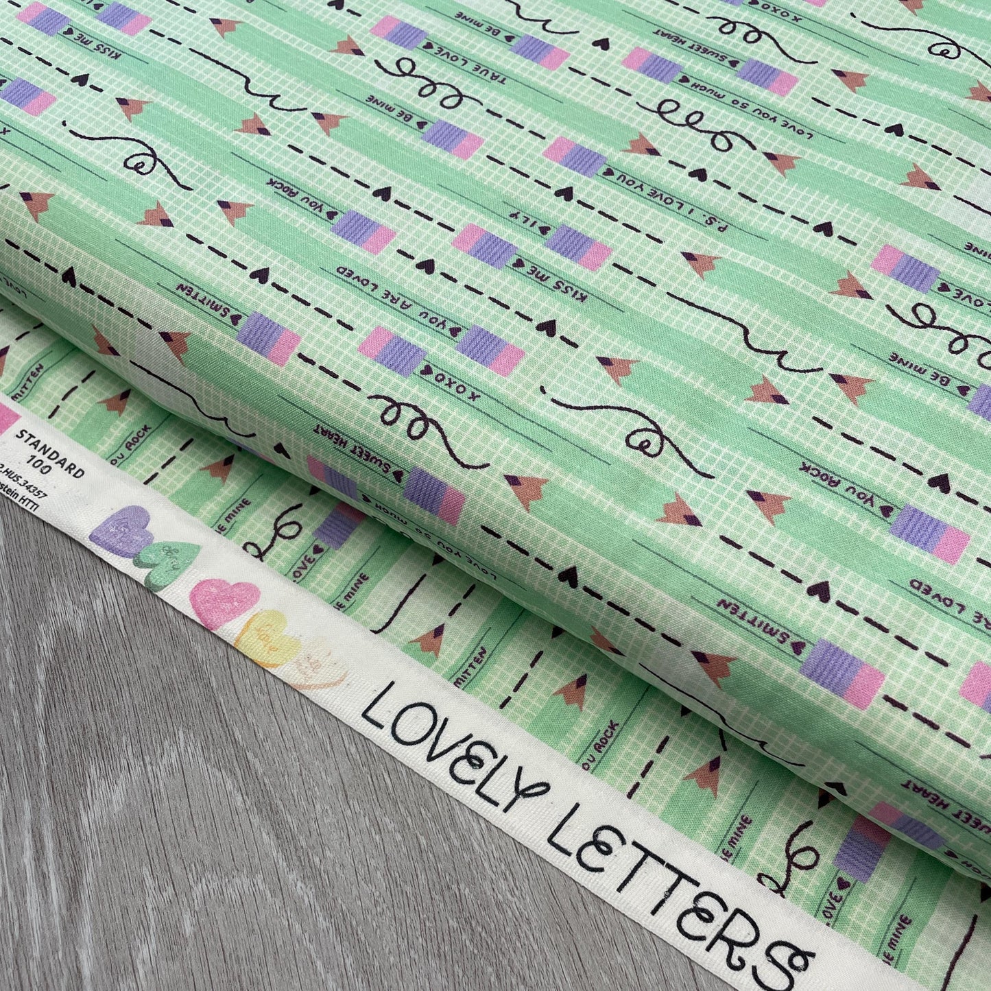 Pencil You in Green - Valentine's Day Fabric - 100% Cotton - Paintbrush Studio Fabrics