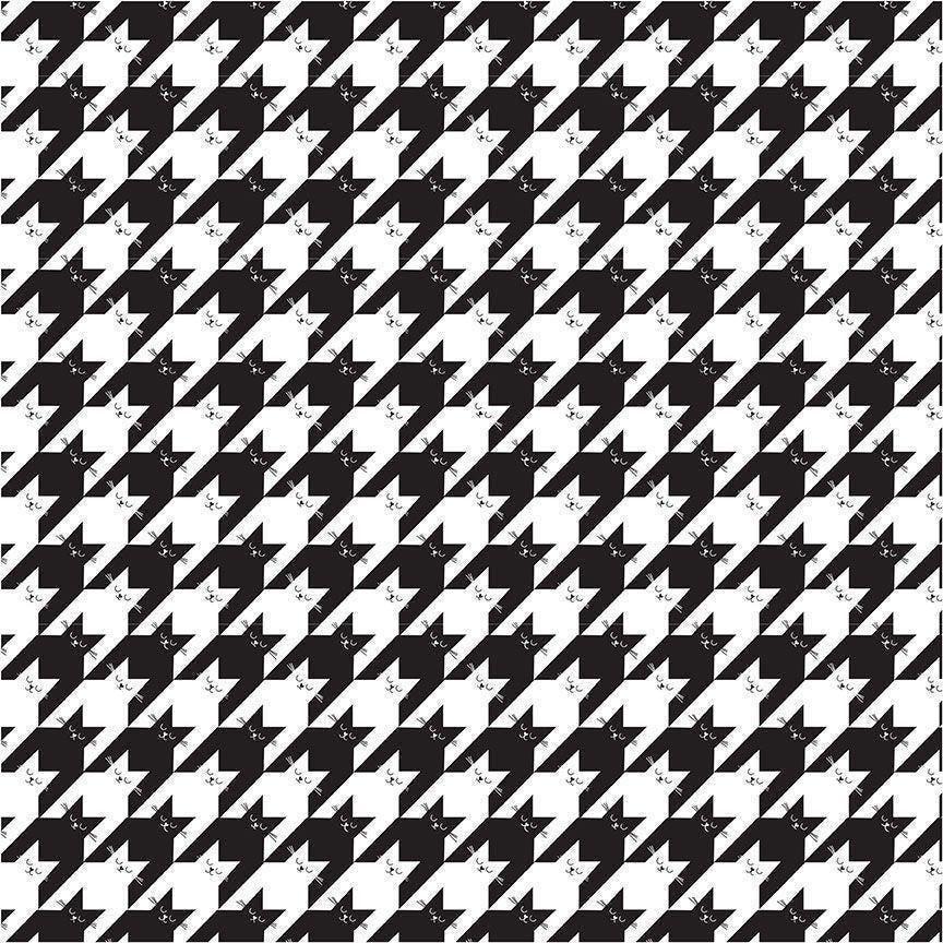 Kitty Houndstooth Fabric - Feline Good Collection - Timeless Treasures