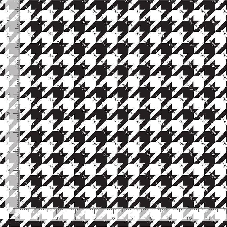 Kitty Houndstooth Fabric - Feline Good Collection - Timeless Treasures