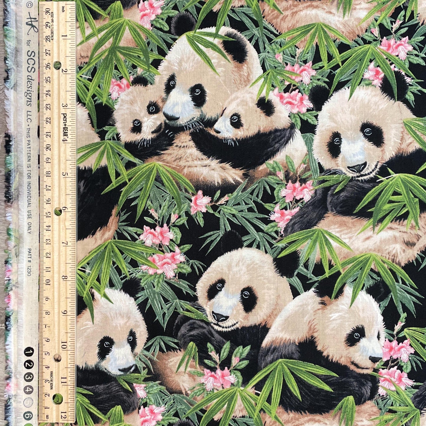 Panda Bear Fabric - 1230-BLACK