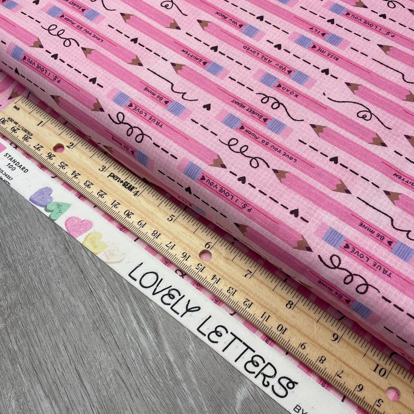 Pencil You in Pink - Valentine's Day Fabric - 100% Cotton - Paintbrush Studio Fabrics