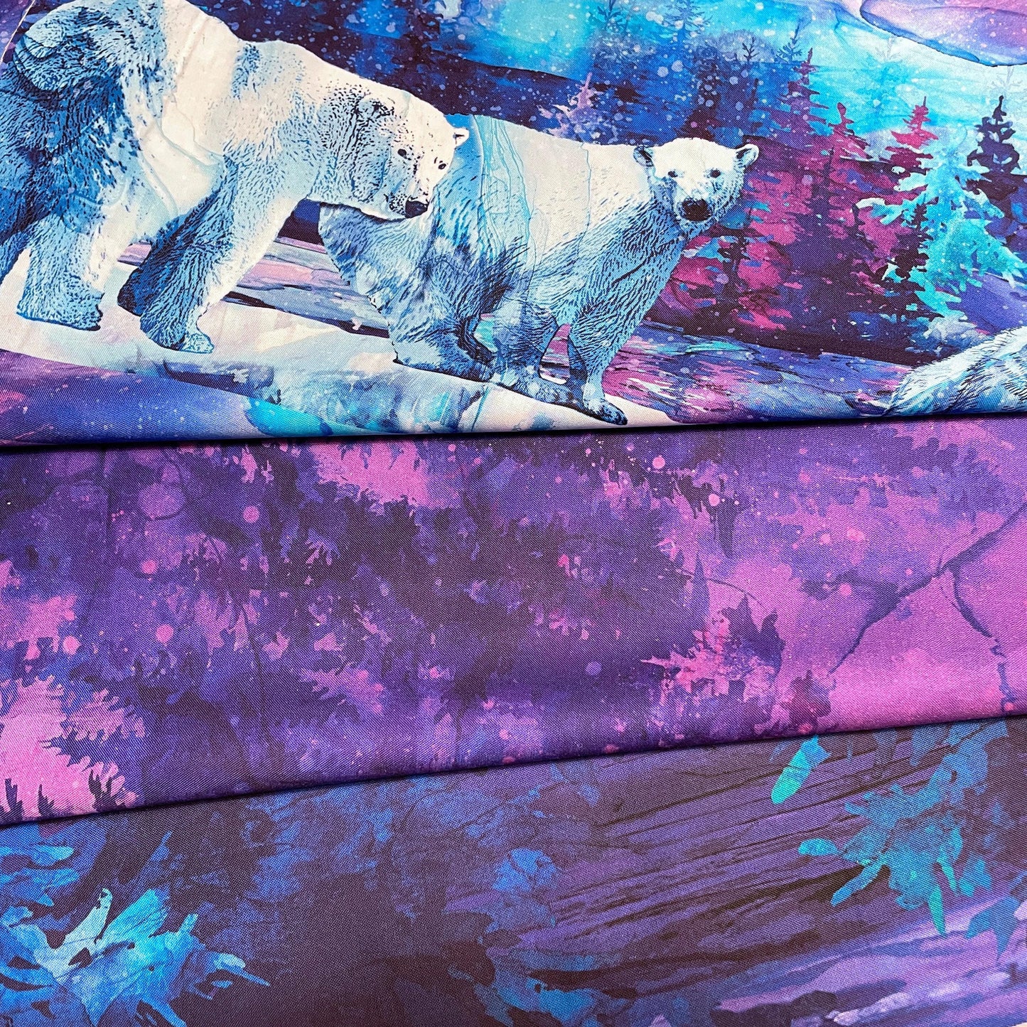 Polar Bear Fabric - Border Stripe - 100% Cotton - Northcott Fabrics - Illuminations Collection - Deborah Edwards and Melanie Samra DP27002-46