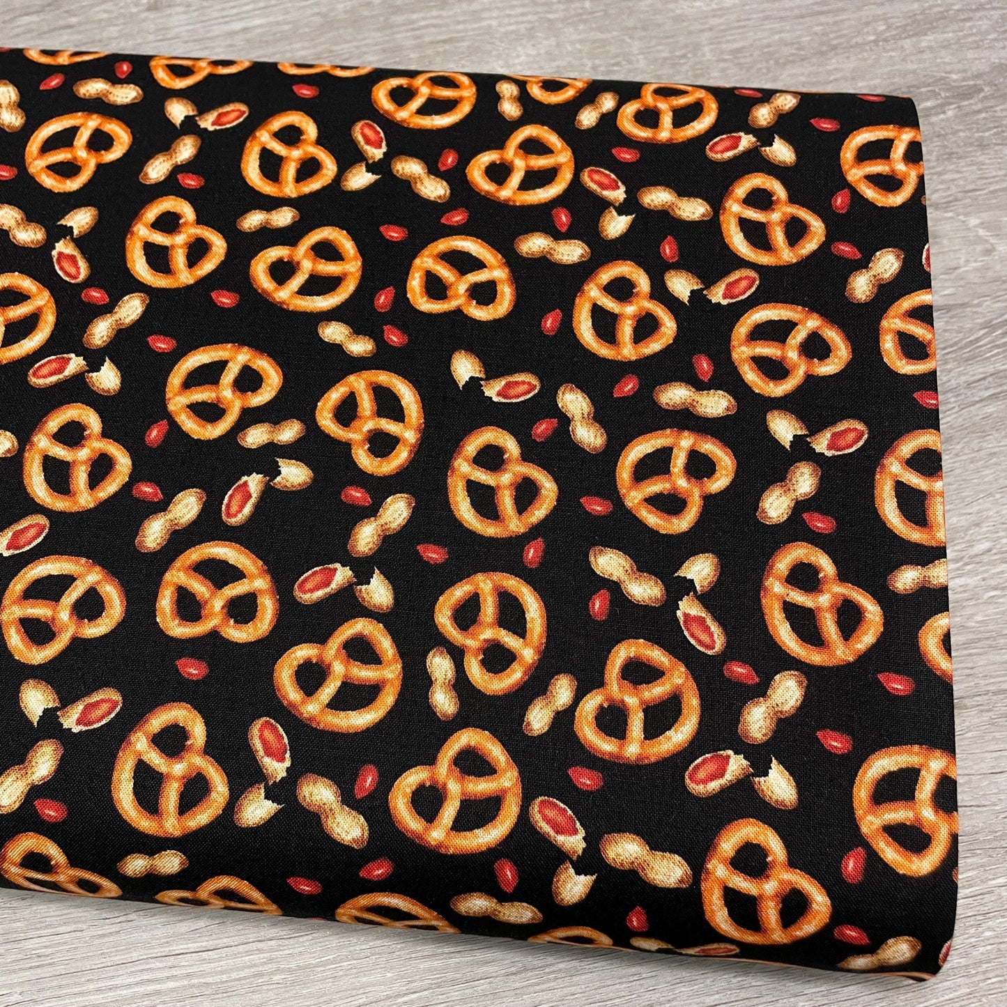 Snack Fabric - Pretzels and Peanuts - Game Night