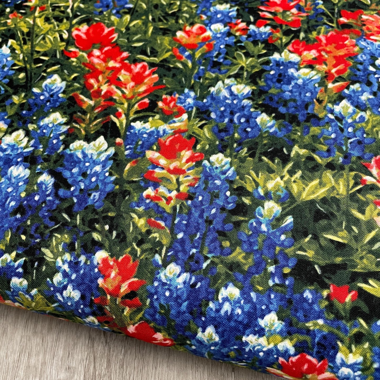Bluebonnets and Indian Paintbrush Flowers - Michael Miller - 100% Cotton - Texas Wildflowers