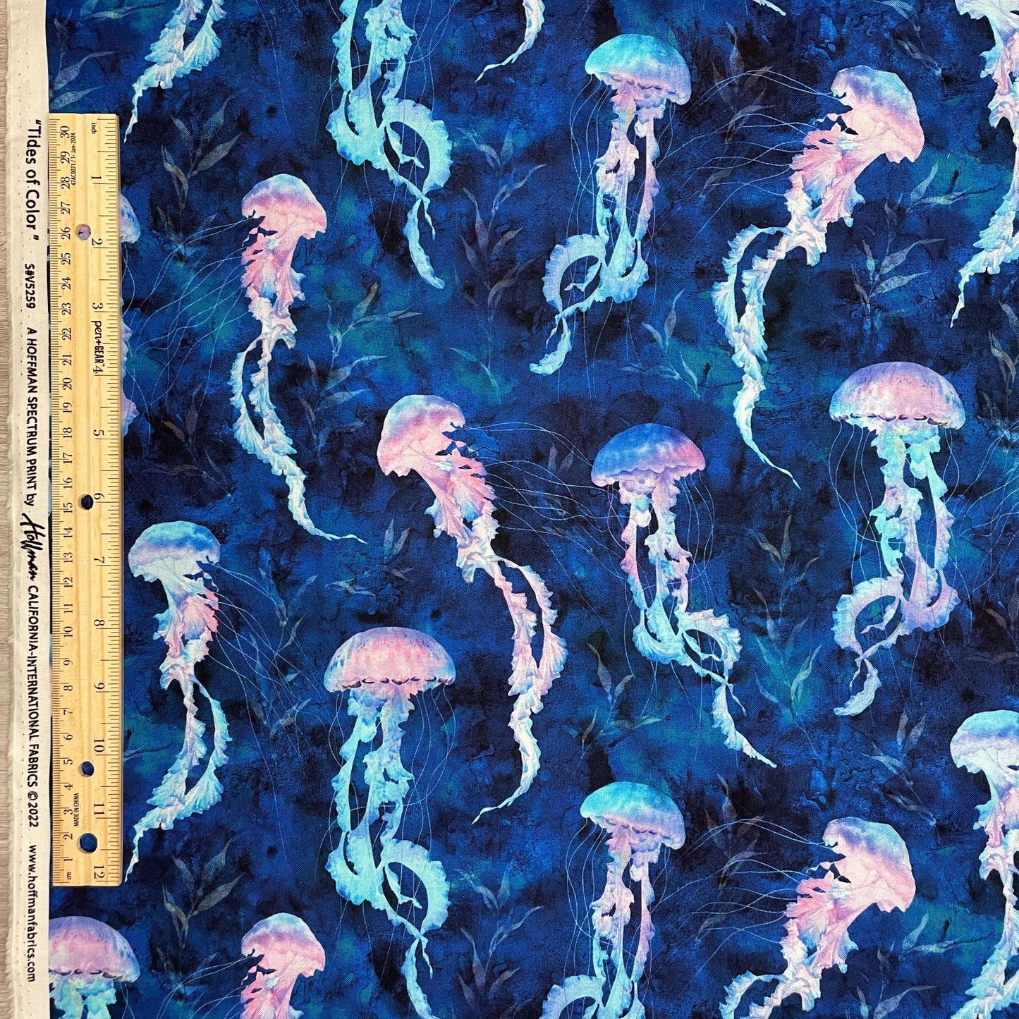 Jellyfish Fabric - V5259-17-Cobalt - Tides of Color - Hoffman - 100% Cotton