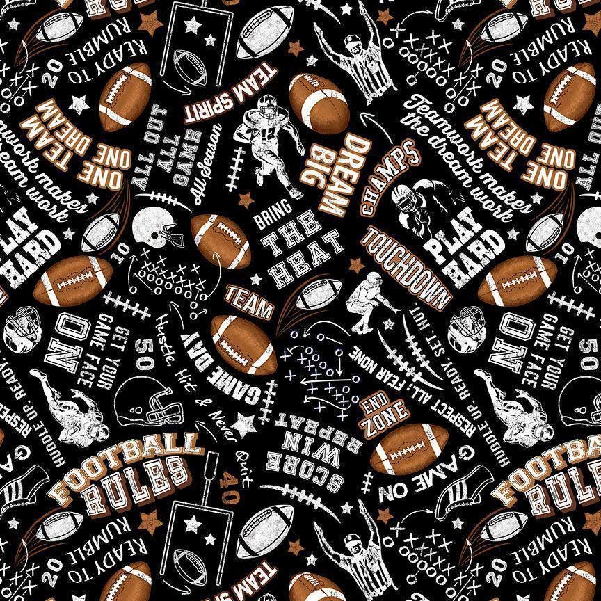 Football Chalkboard Text - 100% Cotton Fabric from Timeless Treasures - Football Rules CD3717