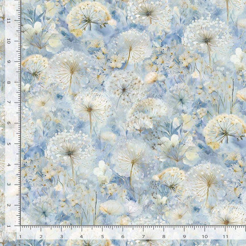 Dandelion Fabric - Butterflies on Floral - Timeless Treasures - 100% Cotton - Forest Whisper - CD3684