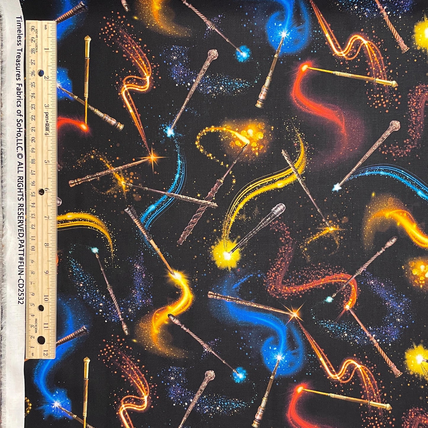Magic Wands - 100% Cotton Fabric - Timeless Treasures - Mystic Library Collection - Witch