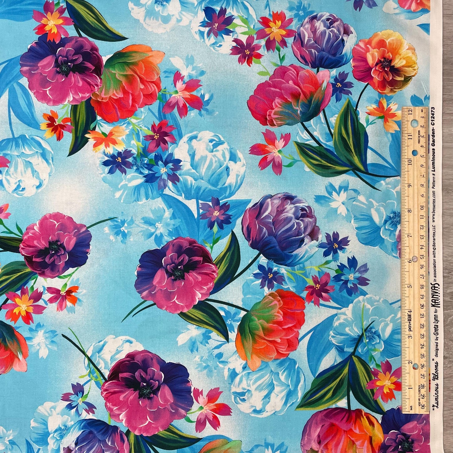 Luminous Garden Light Blue - Benartex Kanvas Studio - Luminous Blooms - 100% Cotton Fabric