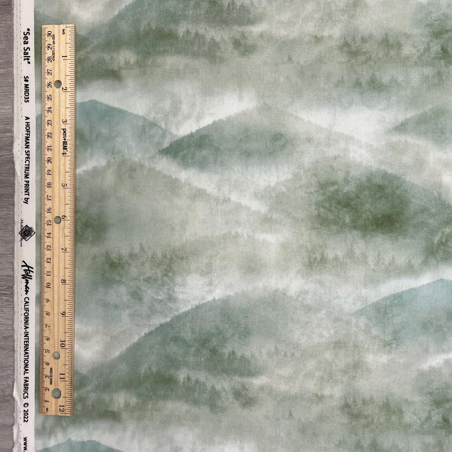 Mountain Range fabric - Sea Salt Collection - Hoffman - 100% Cotton - Misty Mountain Range Moss MRD35-98