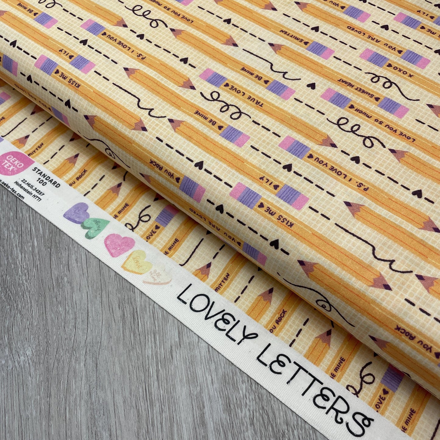 Pencil You in Yellow - Valentine's Day Fabric - 100% Cotton - Paintbrush Studio Fabrics