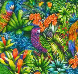Parrot Fabric - Tropical Canyon - Robert Kaufman - 100% cotton - Bird