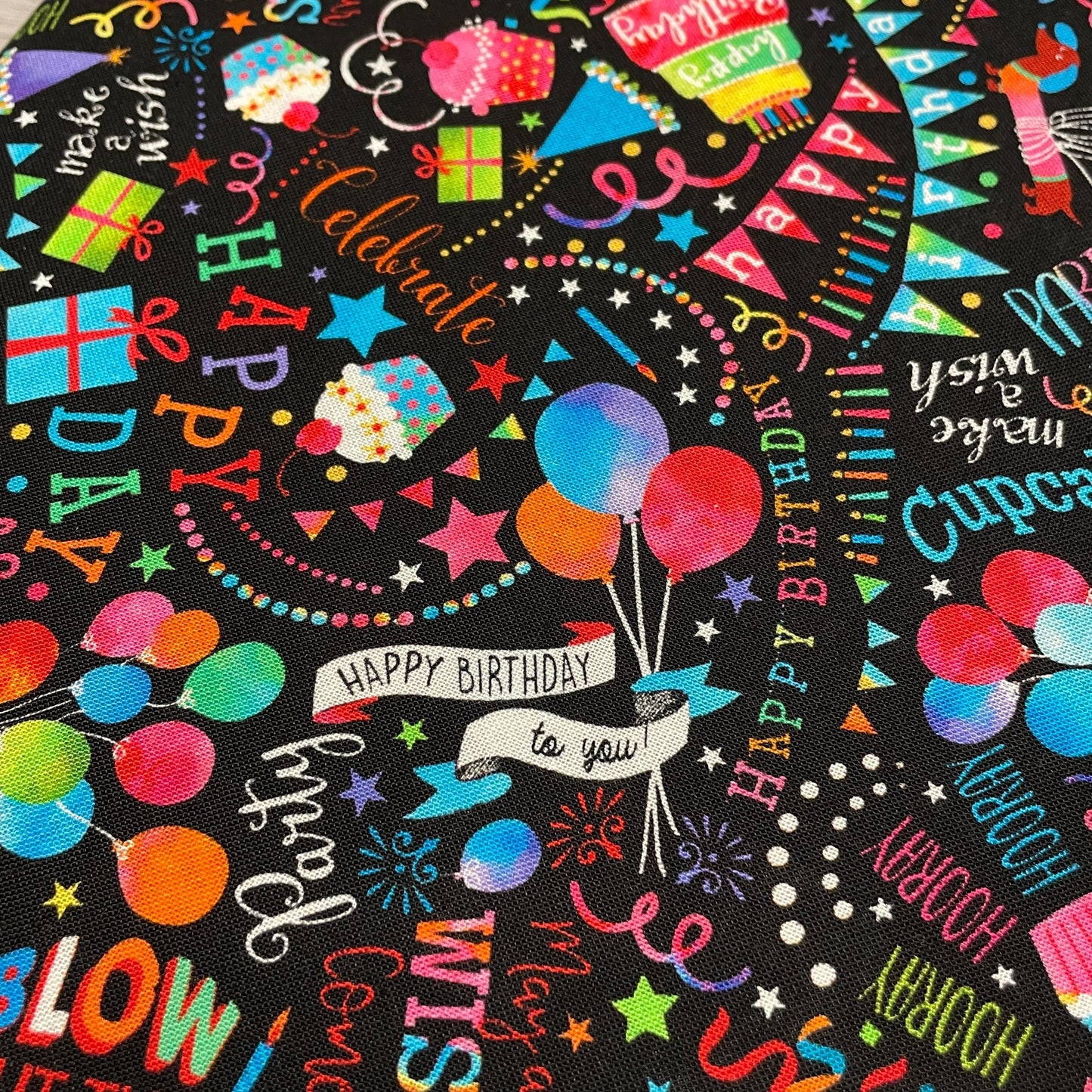 Happy Birthday Wishes Fabric - Party Animal