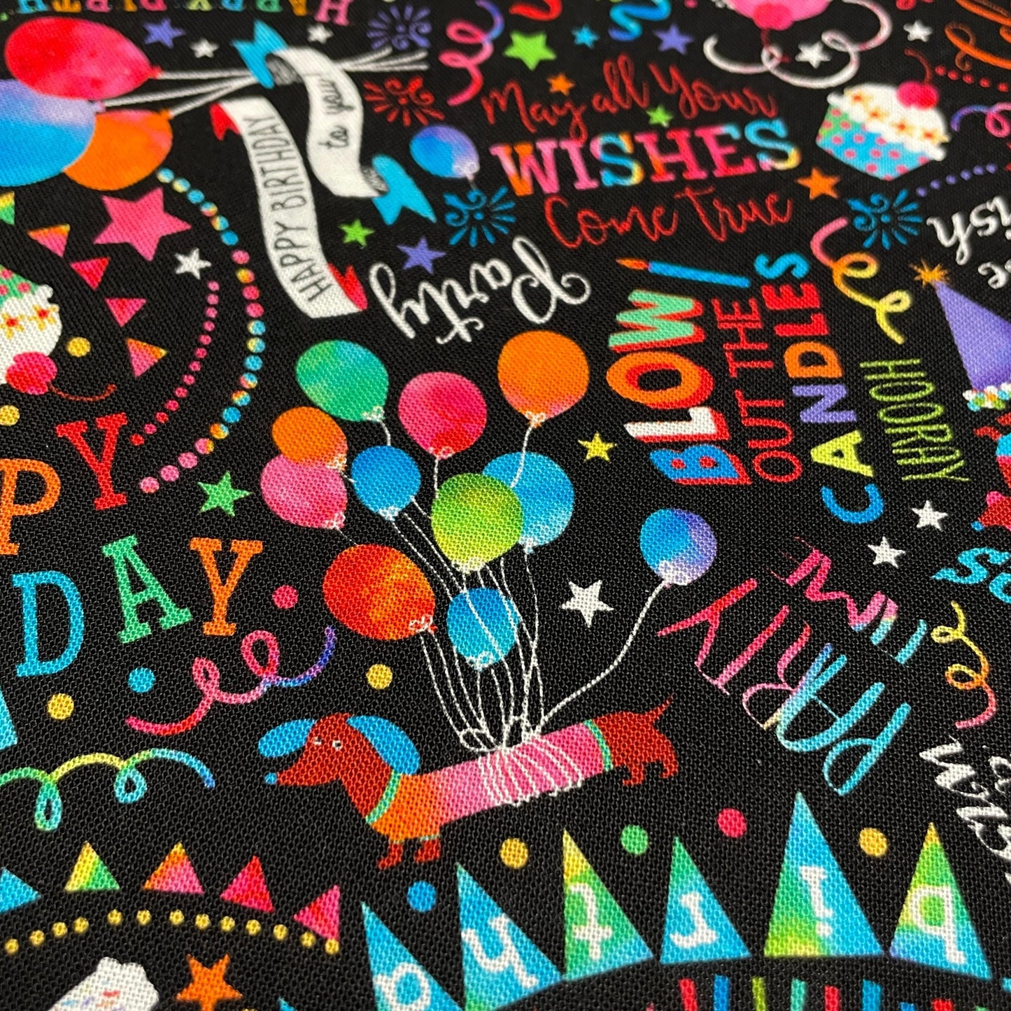 Happy Birthday Wishes Fabric - Party Animal