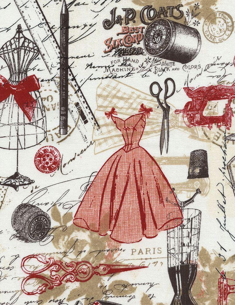 Timeless Treasures Vintage Dressmaking Fabric - 100% Cotton - ERA-C2329