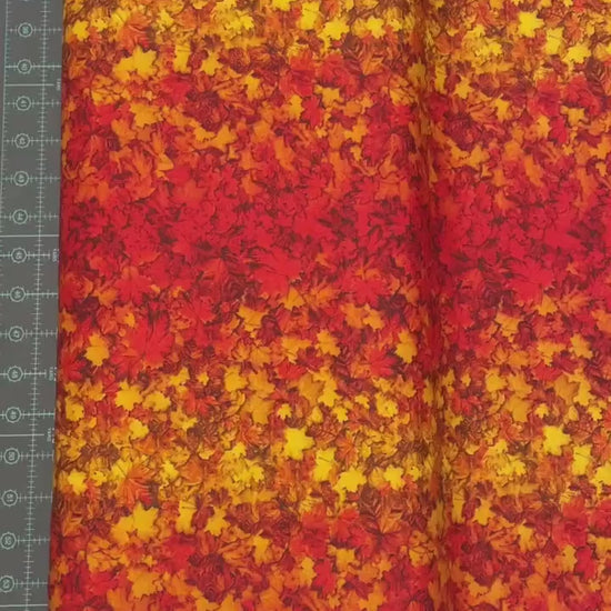 Fall Leaves Fabric - Autumn Glory Ombre Leaves - By Freckle & Lollie - 100% Cotton - Multicolor leaf vibrant nature theme - Ships NEXT DAY