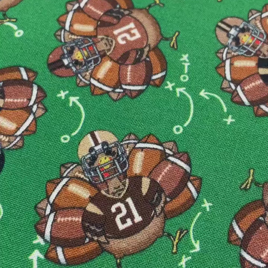 Thanksgiving football fabric - Team Turkey - 100% Cotton material by Freckle & Lollie - Thanksgiving material - Ships NEXT DAY