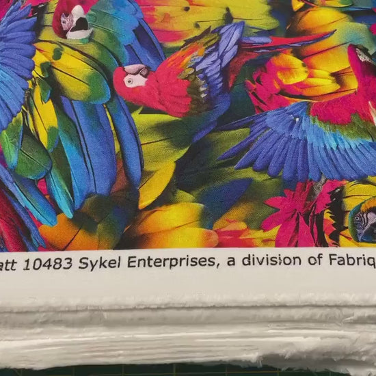 Macaw Parrot Bird fabric - 100% cotton - Skyel -  10483 Feathers - Feather fabric Colorful bird print material Bright bird - Ships NEXT DAY