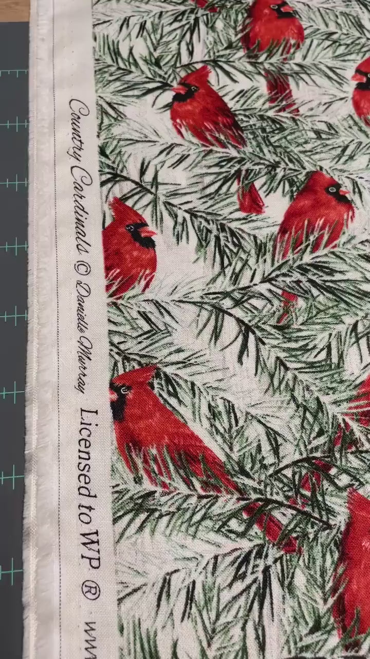 Christmas Cardinal Fabric - NEW! Country Cardinals by Wilmington Prints - 100% cotton - cardinal material Winter Holiday - Ships NEXT DAY