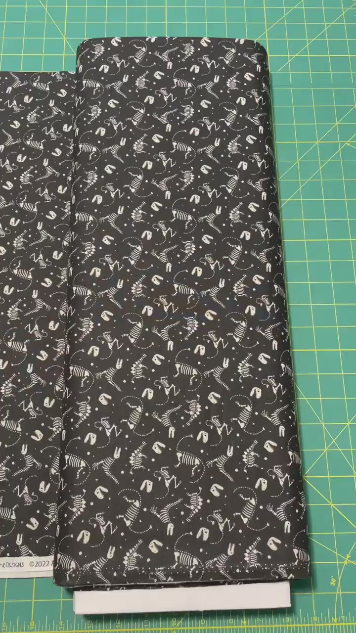 Dinosaur Fabric - Dino Bones - Charcoal - Riley Blake Designs - 100% Cotton - Quilting Cotton Fossil material - SHIPS NEXT DAY