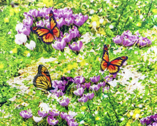 Monarch Butterflies "Steam in the Spring", 100% cotton fabric by 3 wishes, butterfly fabric by the yard, butterfly print - SHIPS NEXT DAY