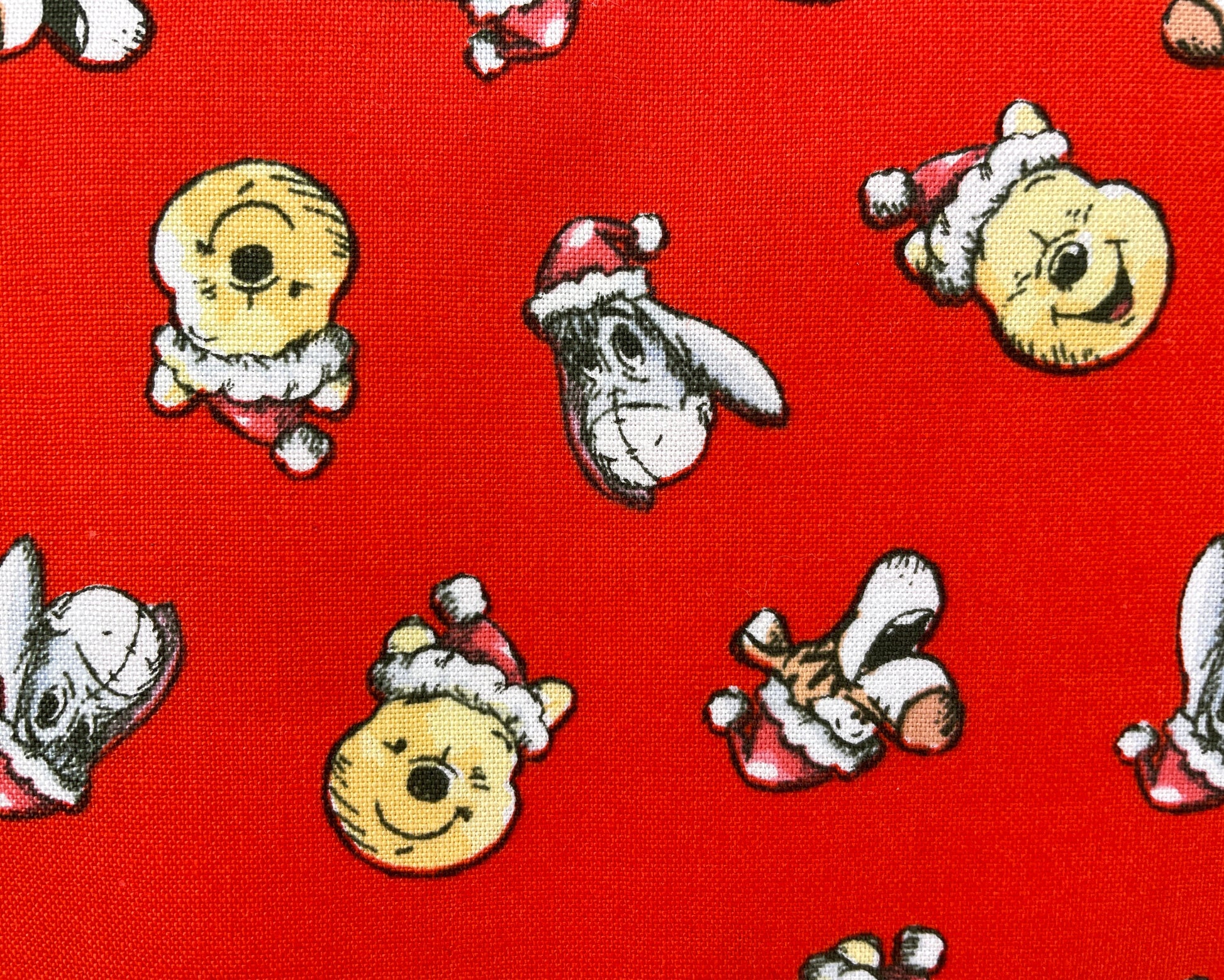 Winnie The Pooh Christmas fabric - Santa Hat Toss - Winnie the Pooh Christmas Holiday Disney Fabric - 100% cotton - Camelot - SHIPS NEXT DAY