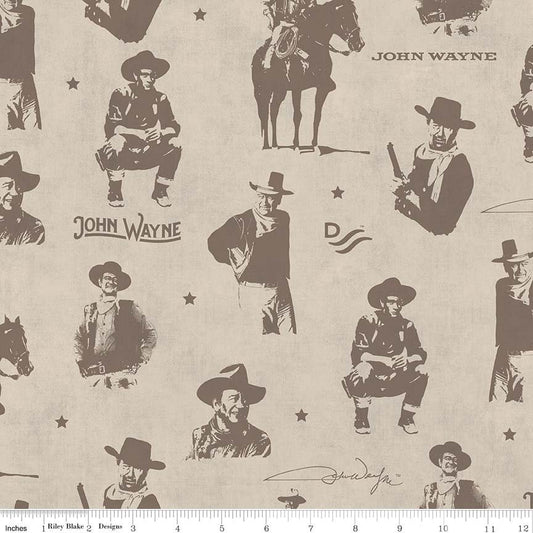 John Wayne Fabric "Silhouettes Tan" by Riley Blake, 100% Cotton Fabric, Out of Print, SHIPS NEXT DAY