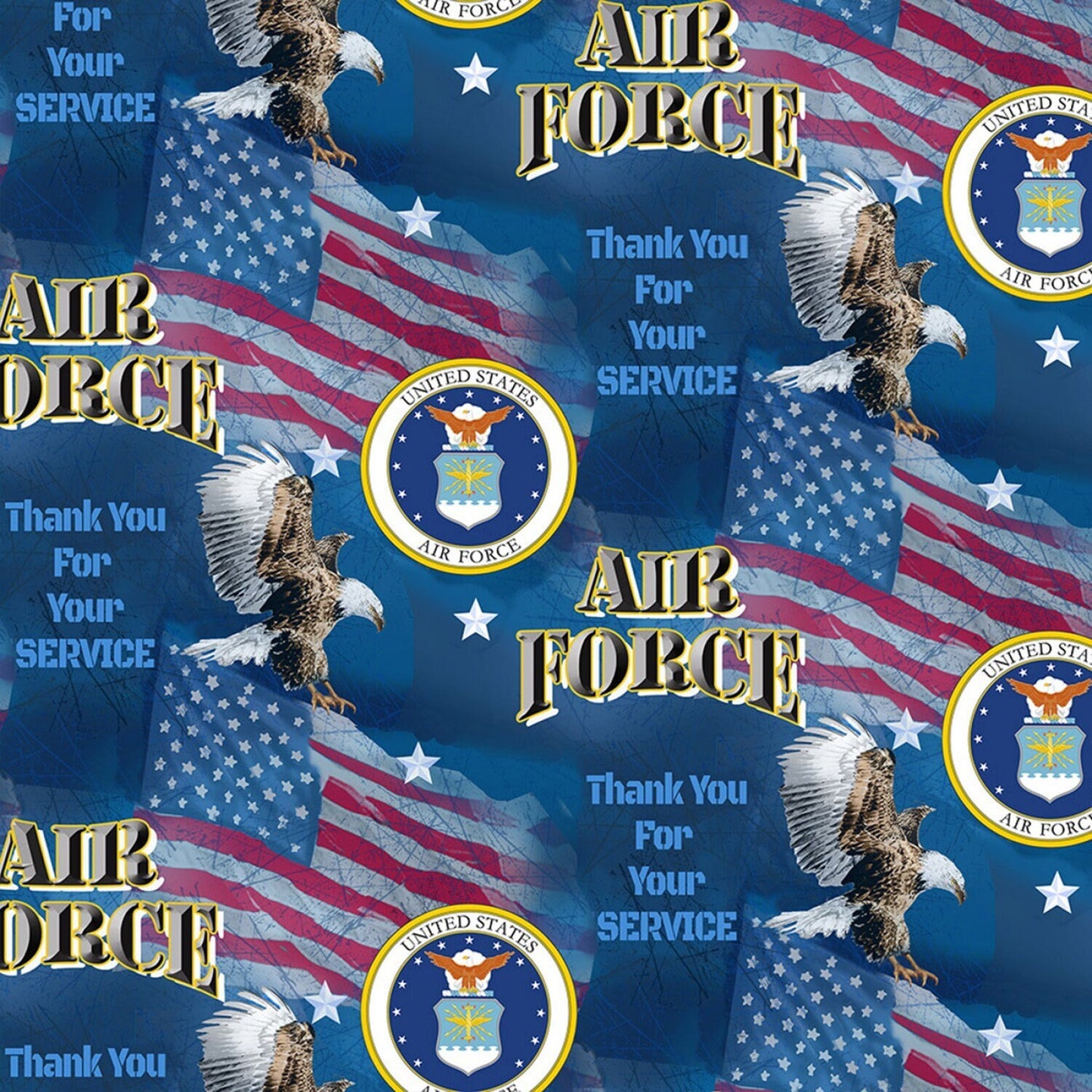 New! US Air Force - U.S. Military - USAF - Sykel - 100% Cotton Fabric - Ships NEXT day