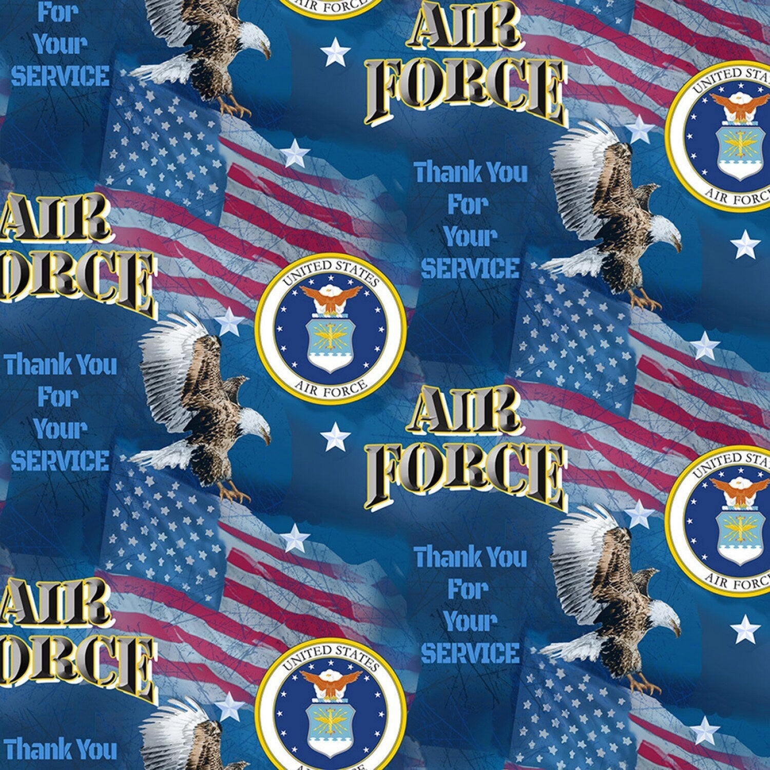 New! US Air Force - U.S. Military - USAF - Sykel - 100% Cotton Fabric - Ships NEXT day