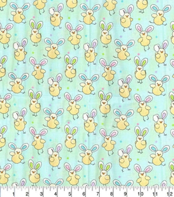 Easter Chicks with Bunny Ears Fabric - 100% cotton fabric - Chicken fabric - Animal Fabric - Quilting cotton - Ships NEXT DAY