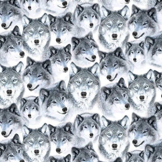 Wolf fabric - Packed Wolves by Timeless Treasures - 100% Cotton Fabric - Ships NEXT DAY