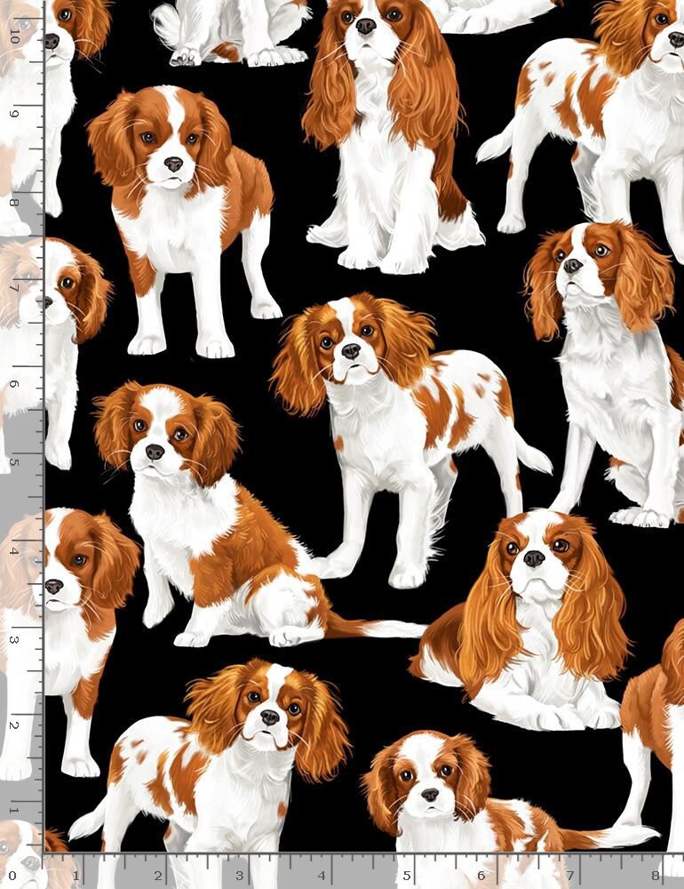 Dog fabric by the yard - Spaniels - Timeless Treasures - 100% Cotton Fabric - Spaniel lover gift Dog print puppy material - Ships NEXT DAY