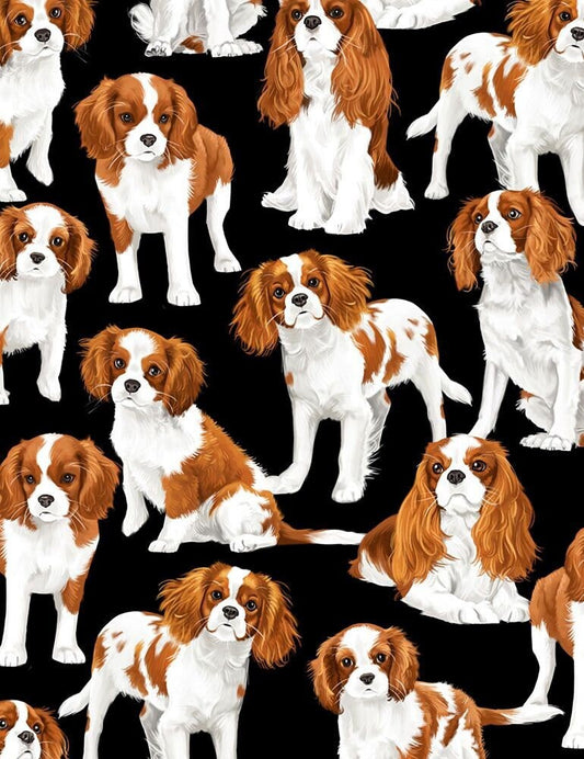 Dog fabric by the yard - Spaniels - Timeless Treasures - 100% Cotton Fabric - Spaniel lover gift Dog print puppy material - Ships NEXT DAY