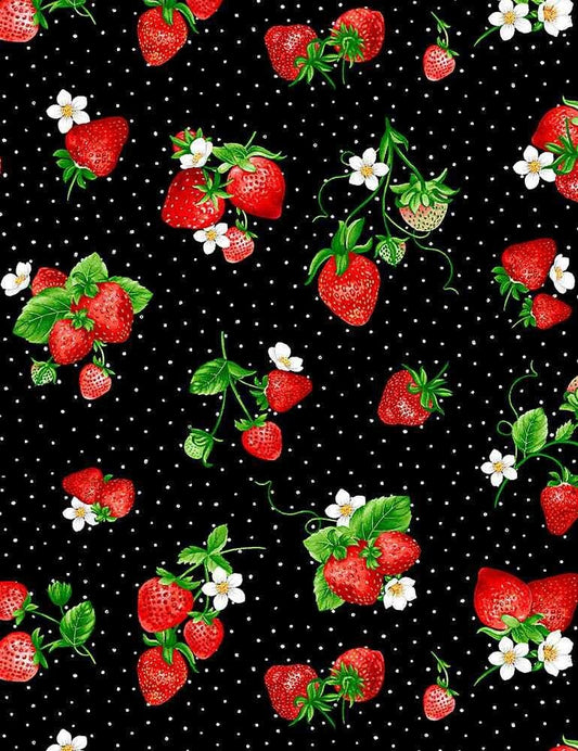 Strawberries on Dots by Timeless Treasures - Strawberry Fields Collection - 100% Cotton Fabric - Ships NEXT DAY