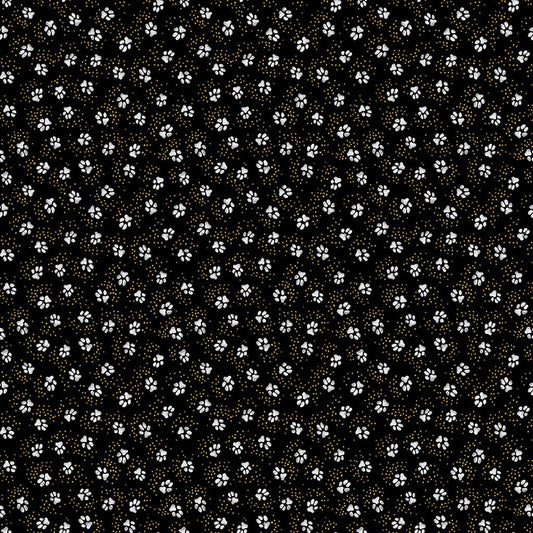 Paw Print fabric - Black with Metallic accents - Kindred Canines Collection - Laurel Burch - Clothworks - Dog Paw Cat Paw - Ships NEXT DAY