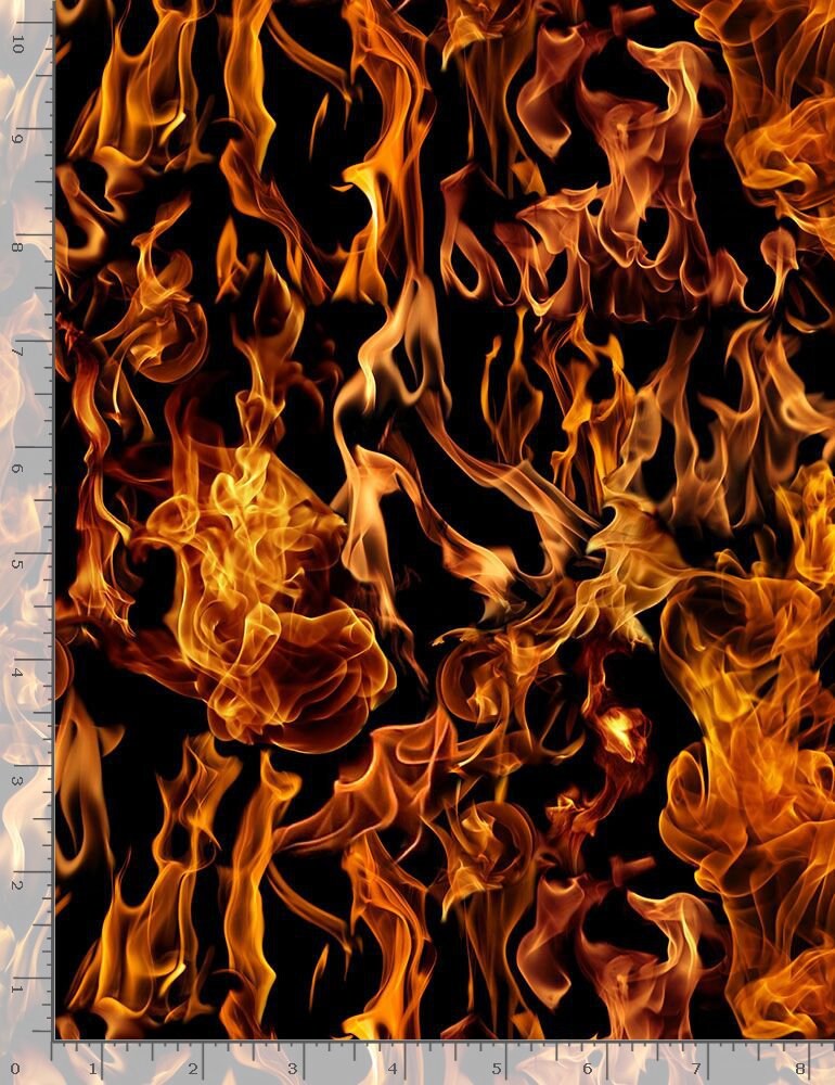 Flames - 100% Cotton Fabric from Timeless Treasures - Fire Grilling Campfire Hotrod Cars Motorcycles Racecar Drag race - Ships NEXT DAY