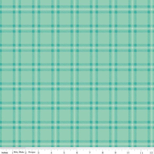 Teal Plaid Fabric by the yard - My Mind's Eye for Riley Blake - 100% cotton fabric - Check material check print plaid check - SHIPS NEXT DAY