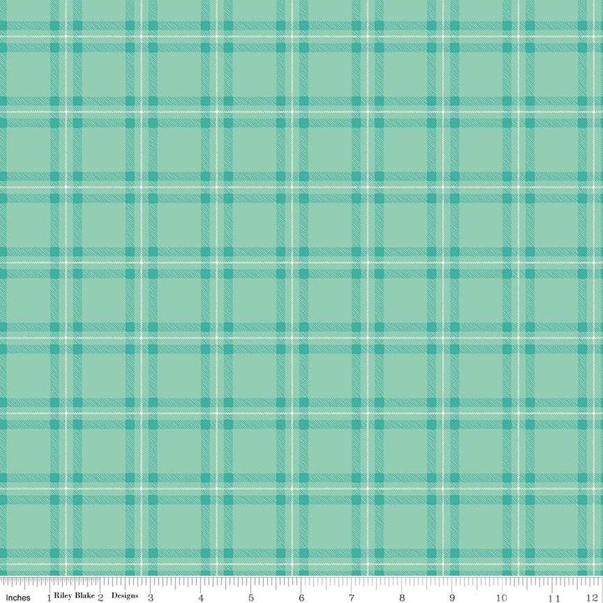Teal Plaid Fabric by the yard - My Mind's Eye for Riley Blake - 100% cotton fabric - Check material check print plaid check - SHIPS NEXT DAY