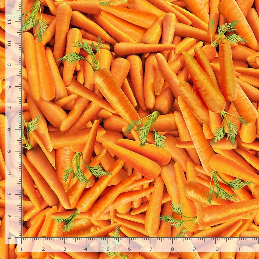 Carrot Fabric by the yard - Fresh Veggies Collection by Timeless Treasures - 100% Cotton - Spring Print Easter Material- Ships NEXT DAY