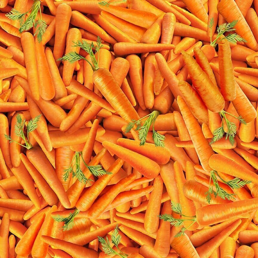 Carrot Fabric by the yard - Fresh Veggies Collection by Timeless Treasures - 100% Cotton - Spring Print Easter Material- Ships NEXT DAY