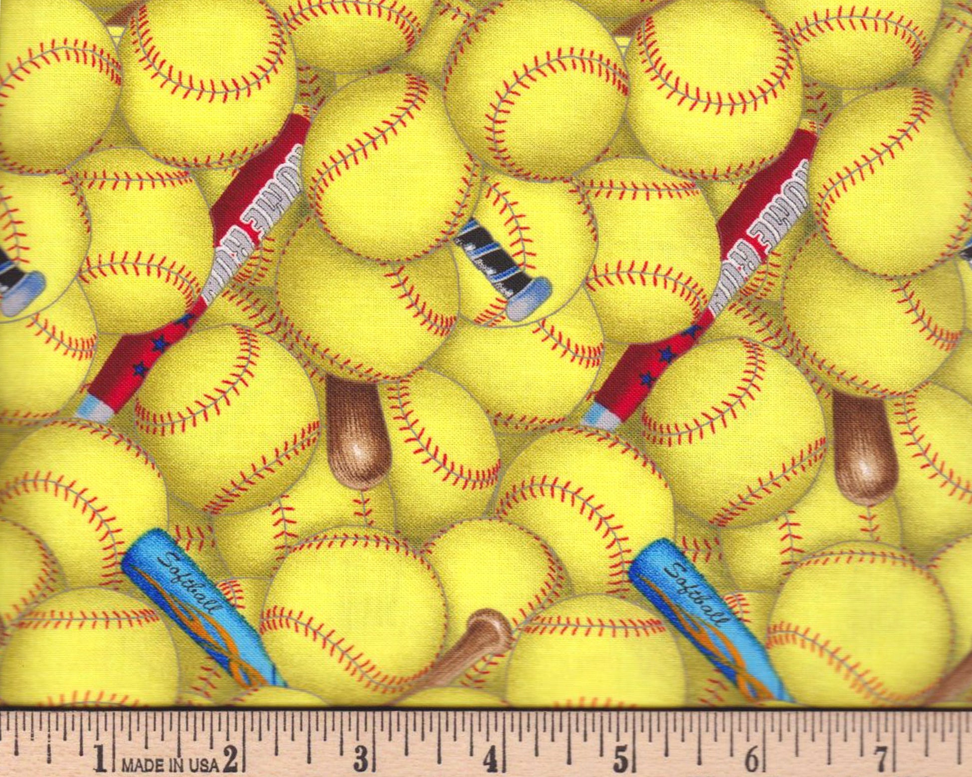 Softball fabric by the yard - Sports Collection - 100% Cotton Fabric from Elizabeth's Studio - SHIPS NEXT DAY