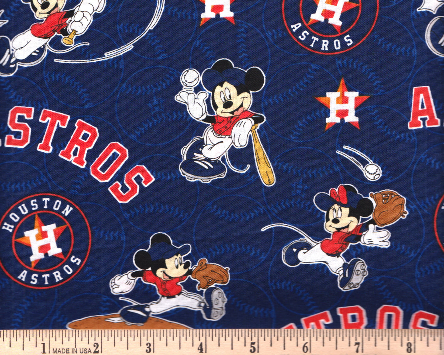 Houston Astros fabric - MLB Astros and Mickey Baseball Disney Mashup - 100% Cotton Fabric - Houston Sports Texas Baseball - SHIPS NEXT day
