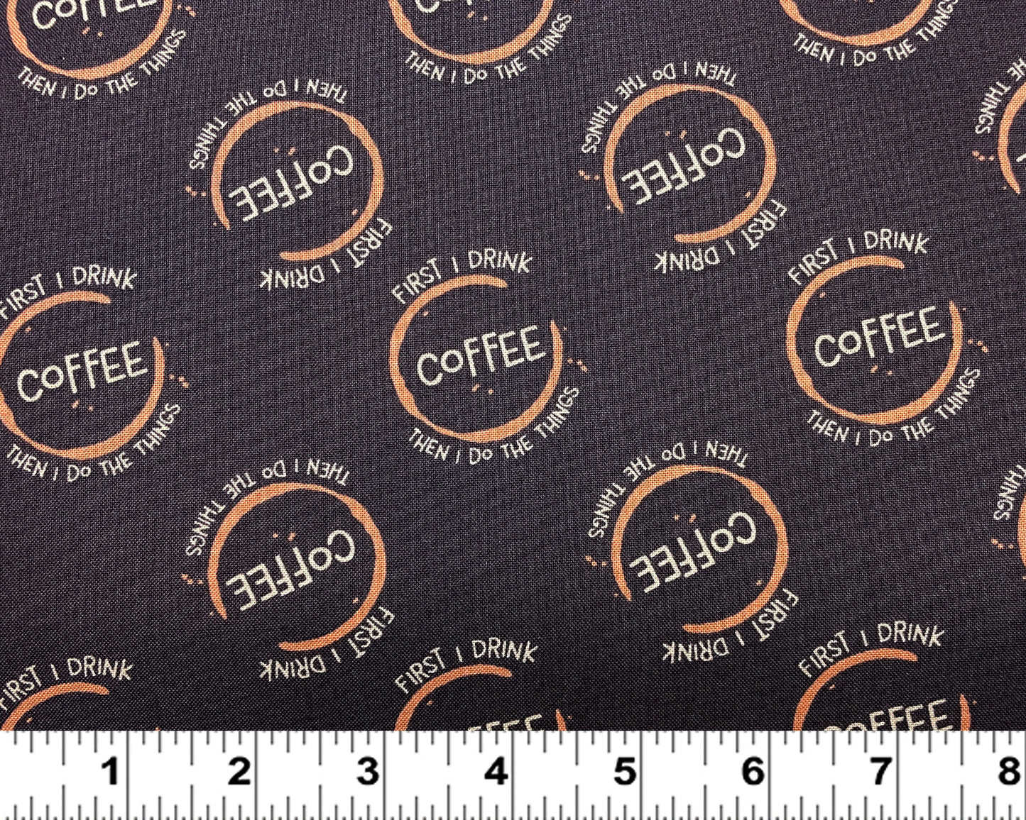 Coffee fabric by the yard - But First Coffee - 100% Cotton - Camelot Fabrics - coffee bean material funny fabric theme - Ships NEXT DAY
