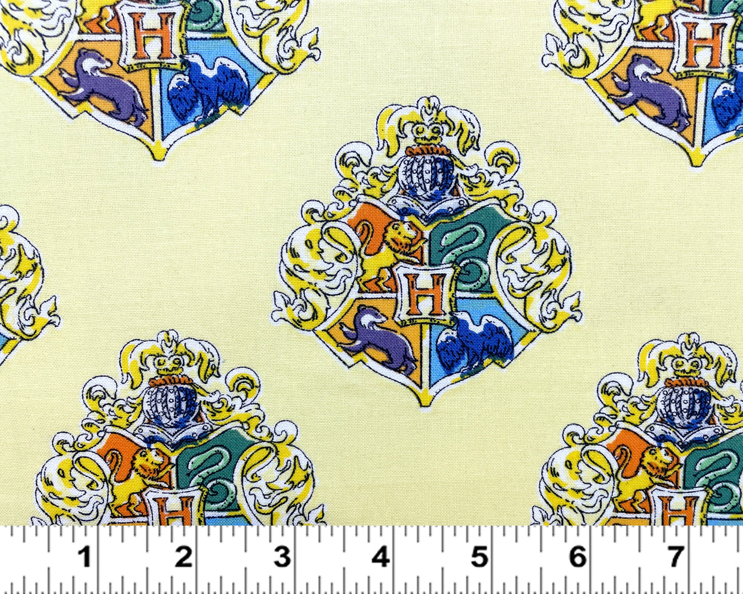 Harry Potter Fabric - Crest in Yellow - 100% cotton fabric by Camelot Fabrics - Logos Wizards Sewing Quilting - SHIPS NEXT DAY