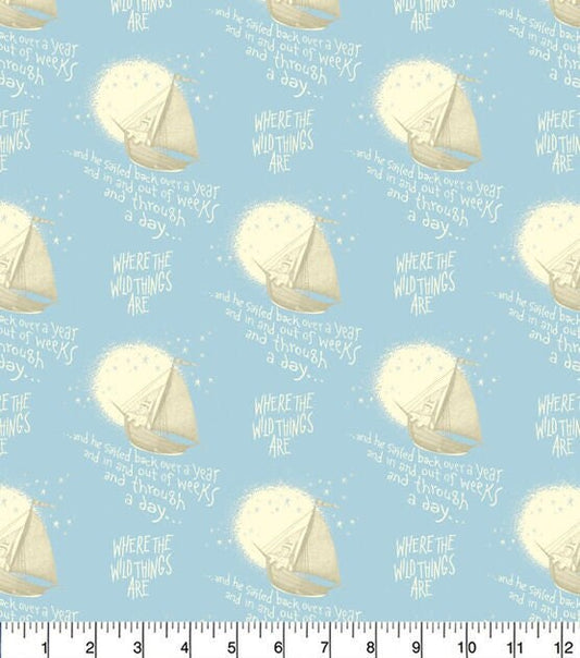 Where the Wild Things Are - Max and Boat Fabric - 100% cotton fabric - SHIPS NEXT DAY