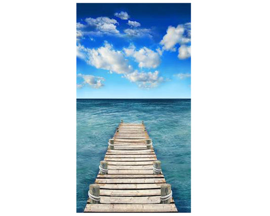 Ocean Fabric Panel 23" x 44" - Scenic Sea Boardwalk - Take Me Away - Timeless Treasures - 100% Cotton fabric - Lake panel - SHIPS NEXT DAY