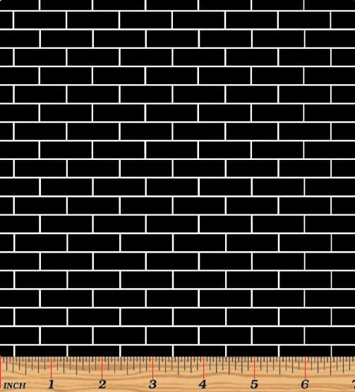 Black Tile fabric - Glow in the dark fabric - Brick By Brick - Construction Crew collection by Kanvas Studio - 100% cotton - SHIPS NEXT DAY